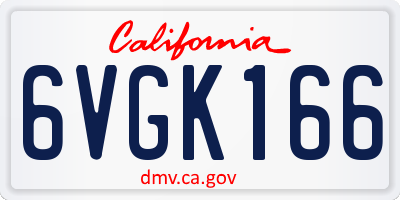 CA license plate 6VGK166