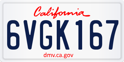 CA license plate 6VGK167