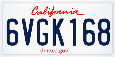 CA license plate 6VGK168