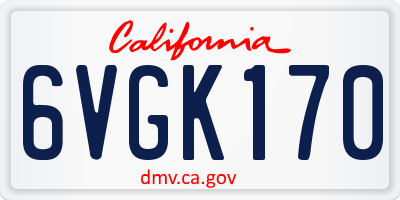 CA license plate 6VGK170