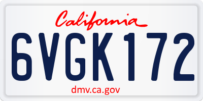 CA license plate 6VGK172