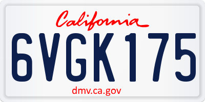 CA license plate 6VGK175