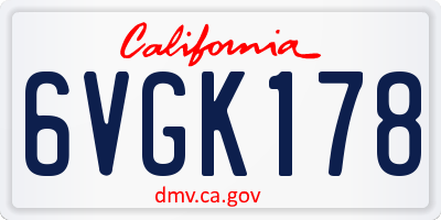 CA license plate 6VGK178