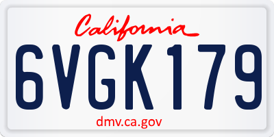 CA license plate 6VGK179