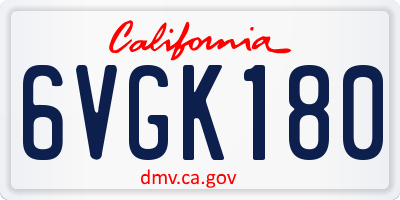 CA license plate 6VGK180