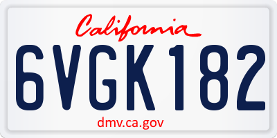 CA license plate 6VGK182