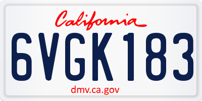 CA license plate 6VGK183