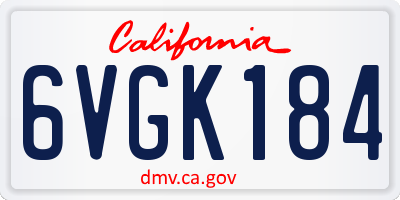 CA license plate 6VGK184