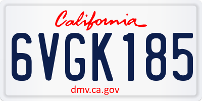 CA license plate 6VGK185