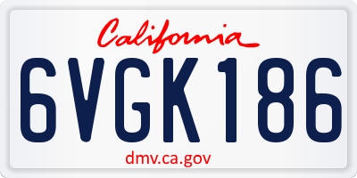 CA license plate 6VGK186