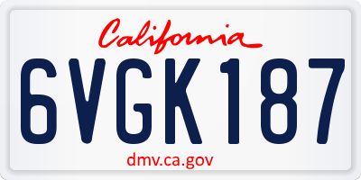 CA license plate 6VGK187