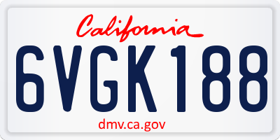 CA license plate 6VGK188