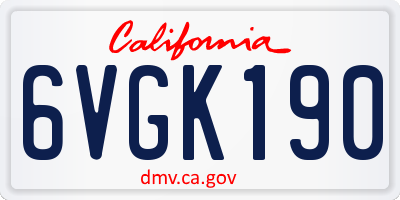CA license plate 6VGK190
