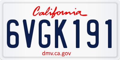 CA license plate 6VGK191