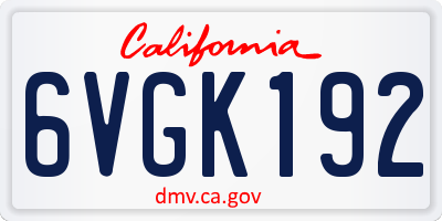CA license plate 6VGK192