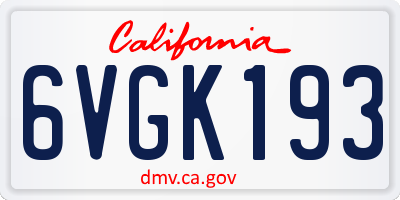 CA license plate 6VGK193