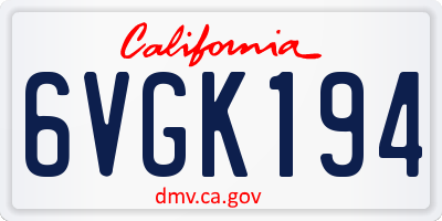 CA license plate 6VGK194