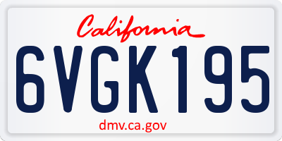 CA license plate 6VGK195