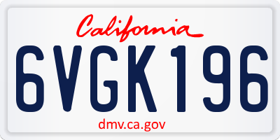 CA license plate 6VGK196