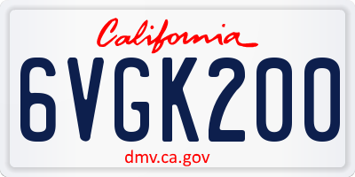 CA license plate 6VGK200