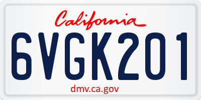 CA license plate 6VGK201