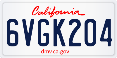 CA license plate 6VGK204