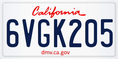 CA license plate 6VGK205