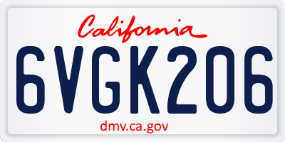 CA license plate 6VGK206