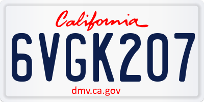 CA license plate 6VGK207