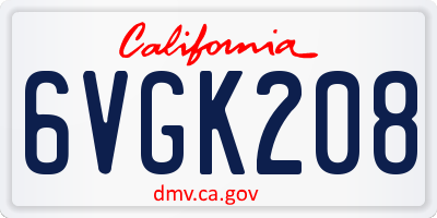 CA license plate 6VGK208