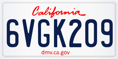 CA license plate 6VGK209