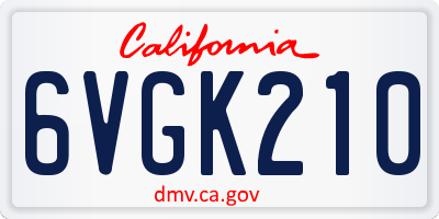 CA license plate 6VGK210