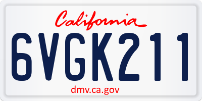 CA license plate 6VGK211