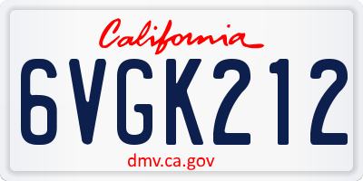 CA license plate 6VGK212