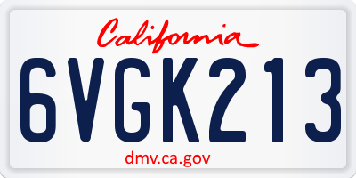CA license plate 6VGK213