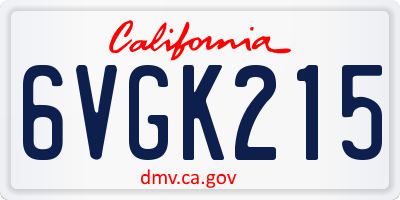 CA license plate 6VGK215