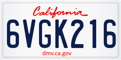 CA license plate 6VGK216
