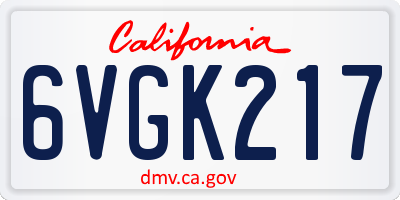 CA license plate 6VGK217