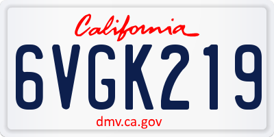 CA license plate 6VGK219