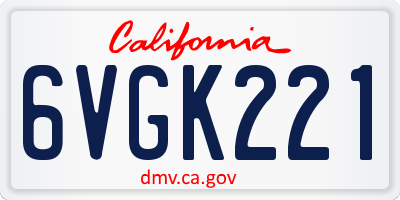 CA license plate 6VGK221