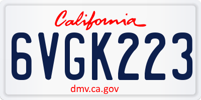 CA license plate 6VGK223