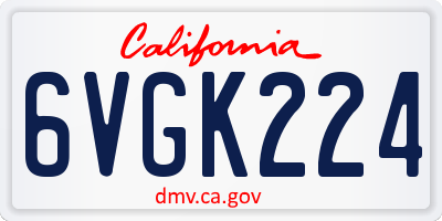 CA license plate 6VGK224