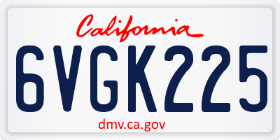 CA license plate 6VGK225