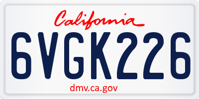 CA license plate 6VGK226