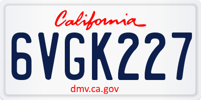 CA license plate 6VGK227