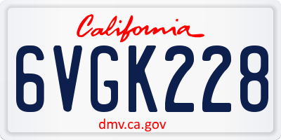 CA license plate 6VGK228