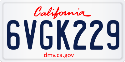 CA license plate 6VGK229