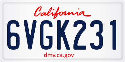 CA license plate 6VGK231