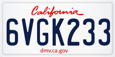 CA license plate 6VGK233
