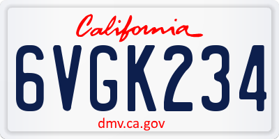 CA license plate 6VGK234